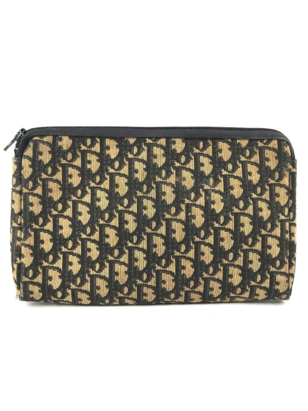 Dior Clutch Trotter Logo Vintage Leather Canvas Navy